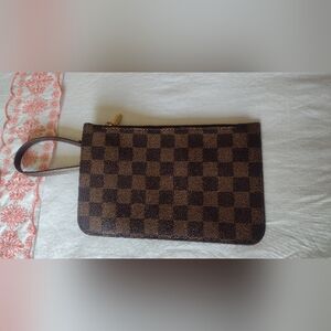 Checkered Brown Wristlet Clutch